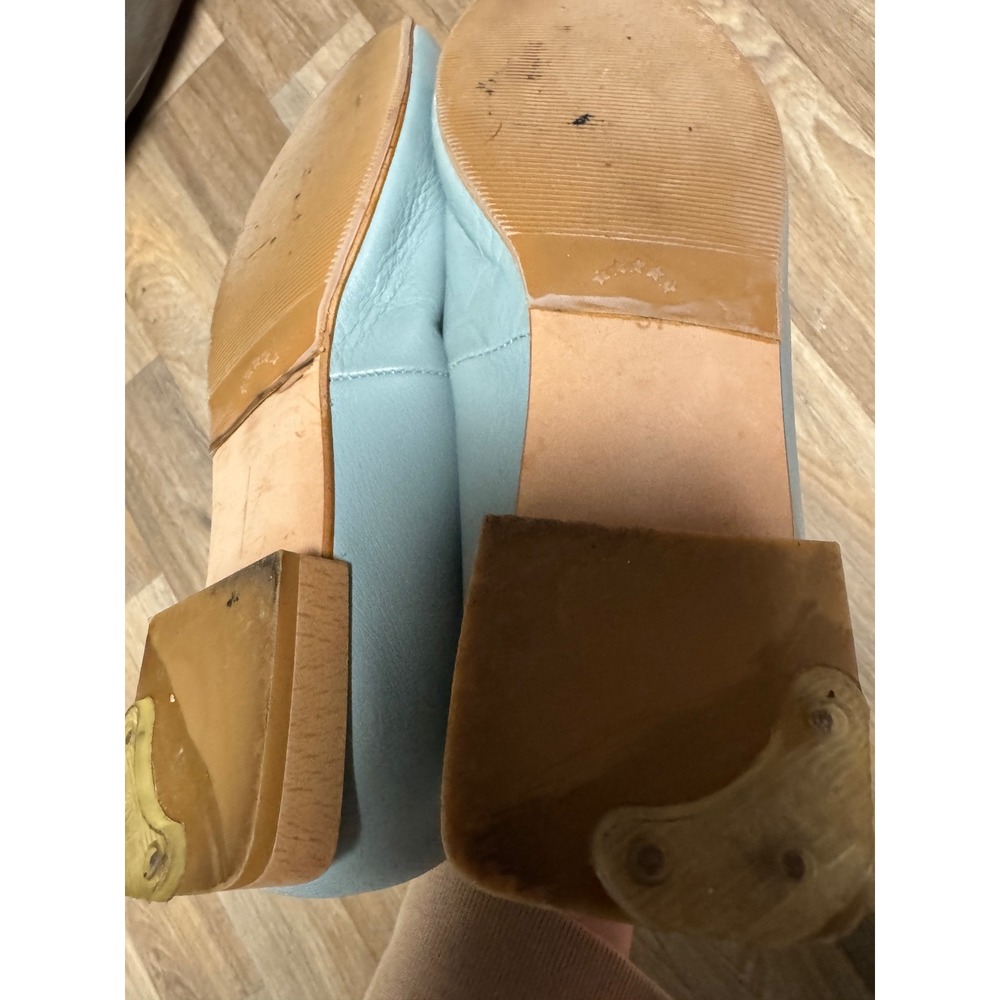Angel Alarcon Light Blue Leather Square Toe Flats Woven Buckle Made in Spain - Picture 10 of 10